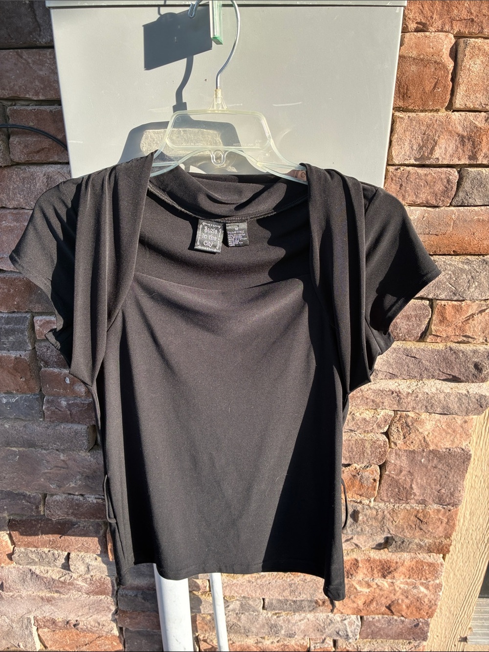 Suzie In The City Black Short-Sleeve Layered Front Tee